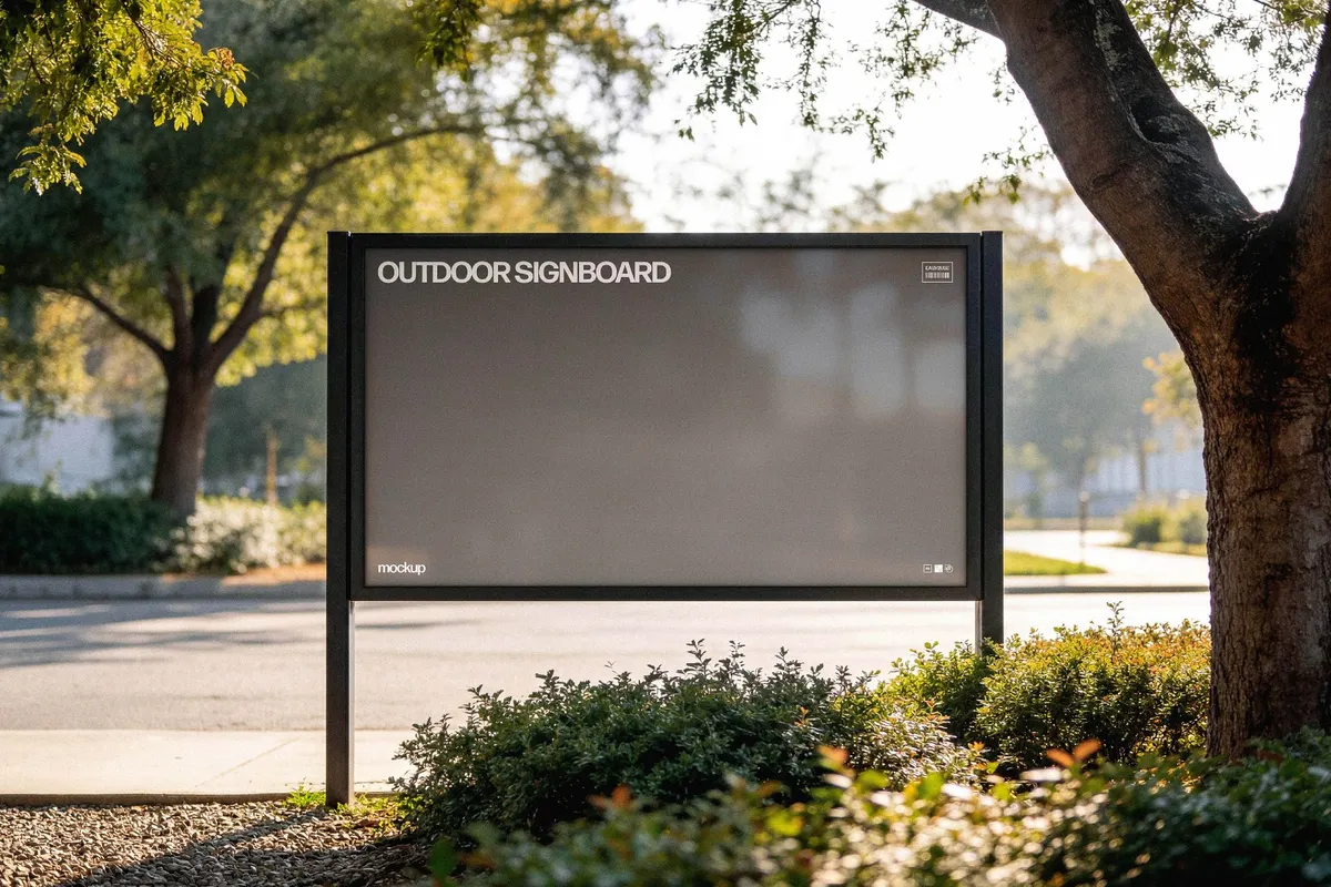 Outdoor Horizontal Signboard Mockup