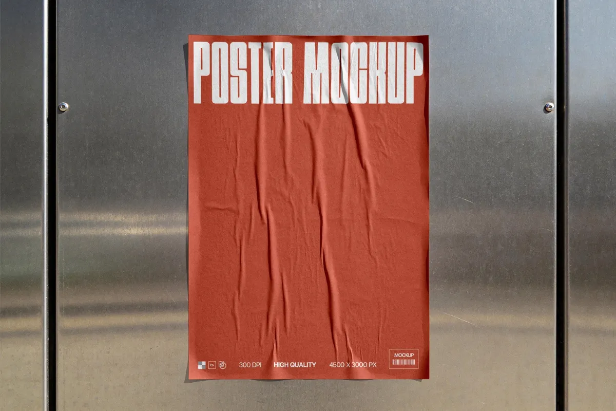 Metal Wall Poster Mockup