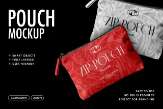 Fabric Pouch Mockup with Zipper