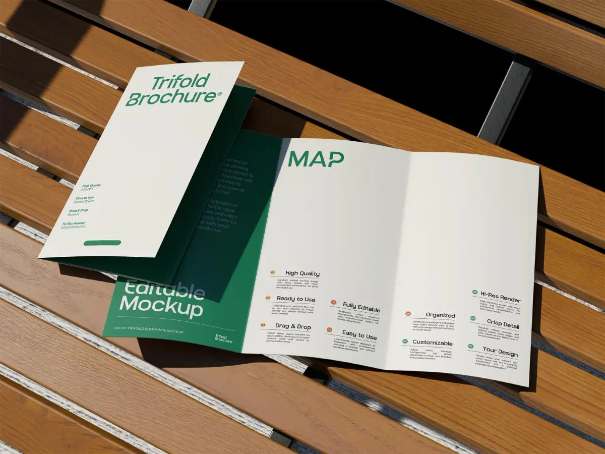 A4 Trifold Brochure Mockup