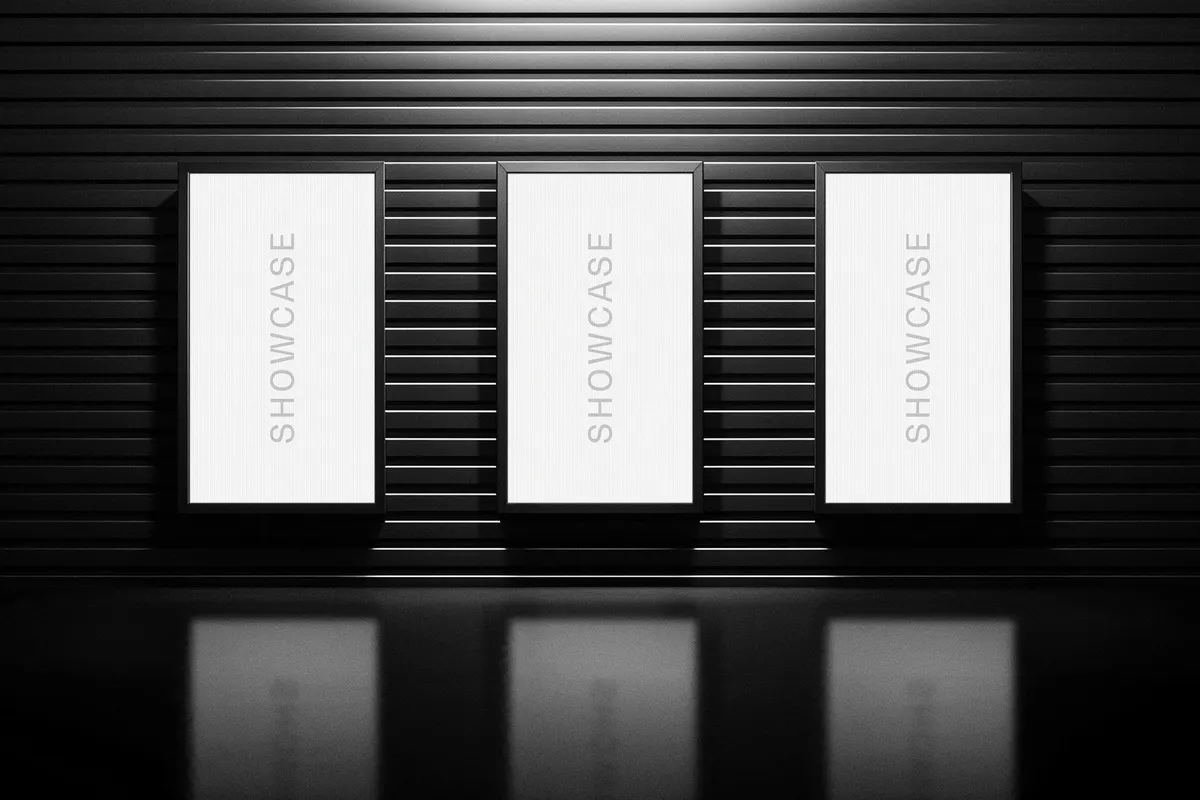 Screens on Corrugated Steel Wall Mockup
