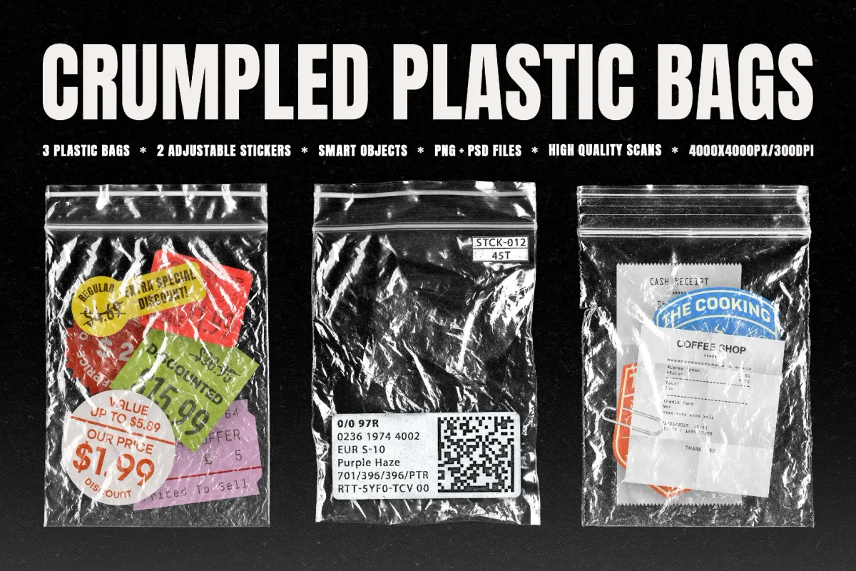 Crumpled Ziplock Plastic Bags