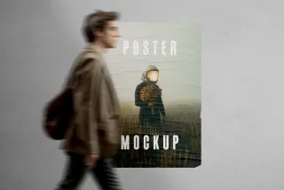 Minimal Glued Wall Poster Mockups