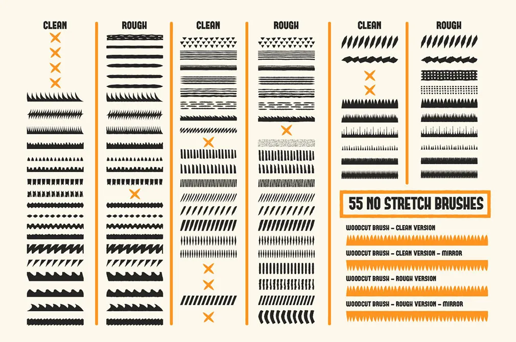 Woodcuts Illustrator Brushes Set