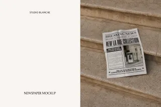 X1957 - Newspaper Mockup on Stone Steps
