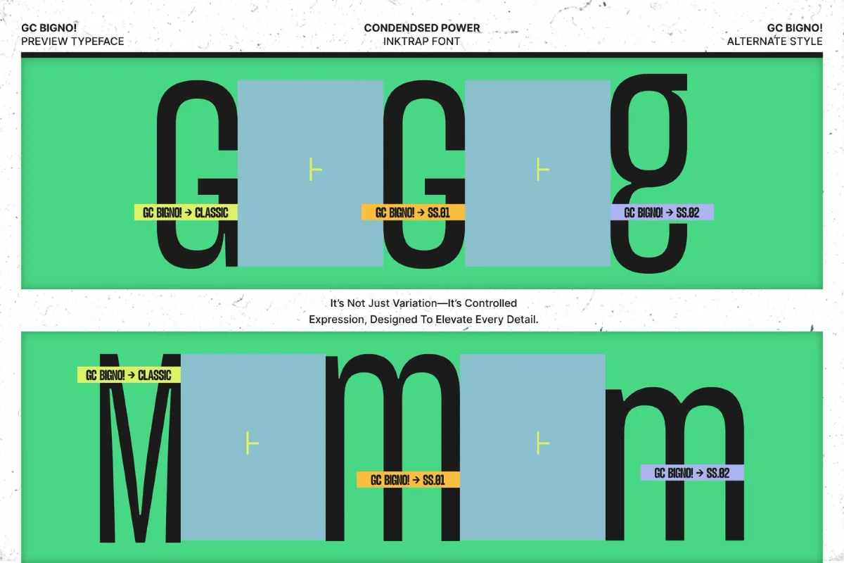 GC Bigno - Condensed Inktrap Grotesk Font