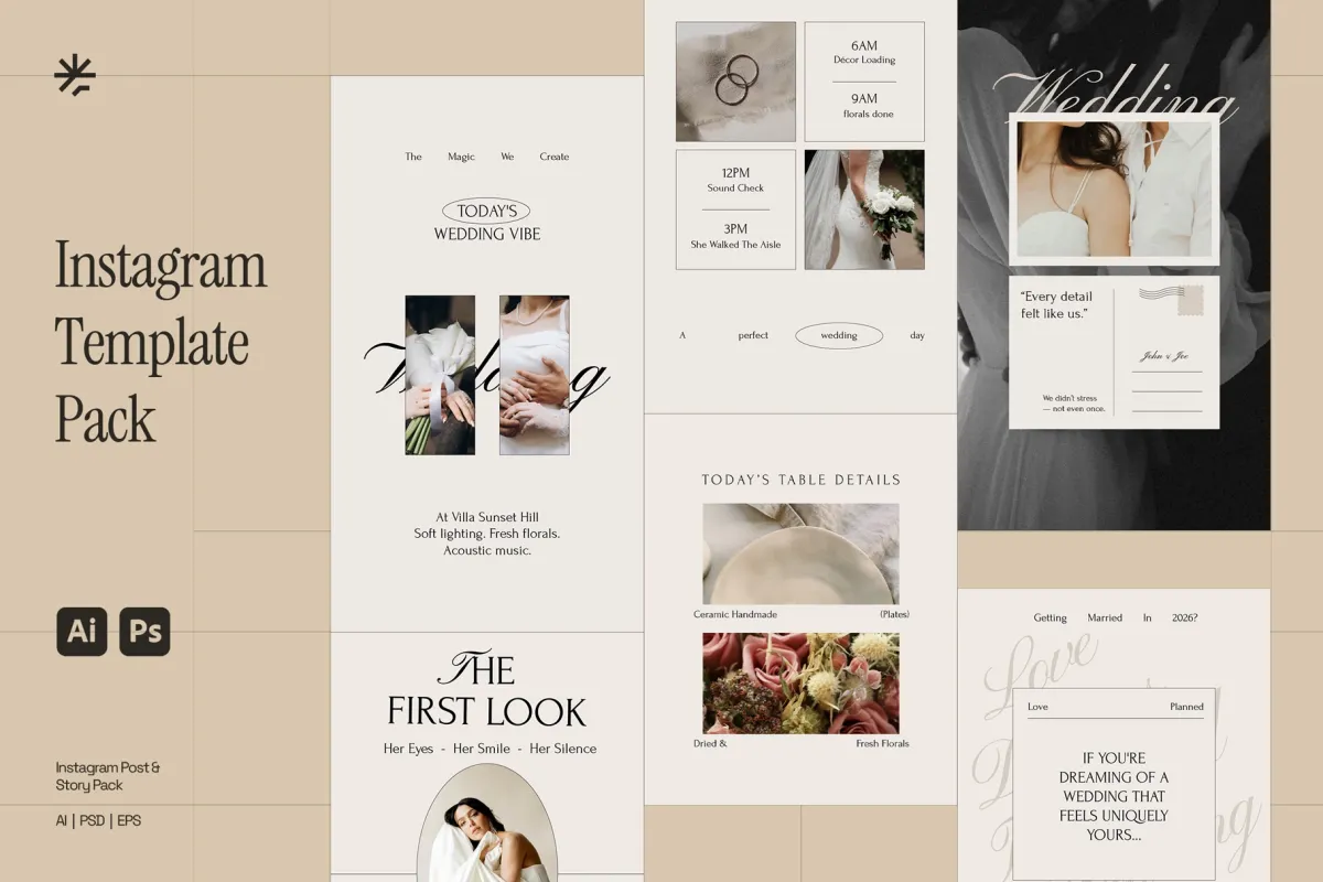 Wedding Organizer Instagram Pack - Adobe Template