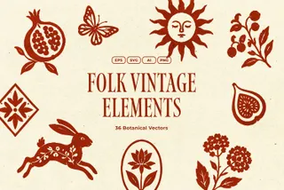 Vintage Folk Vector Elements