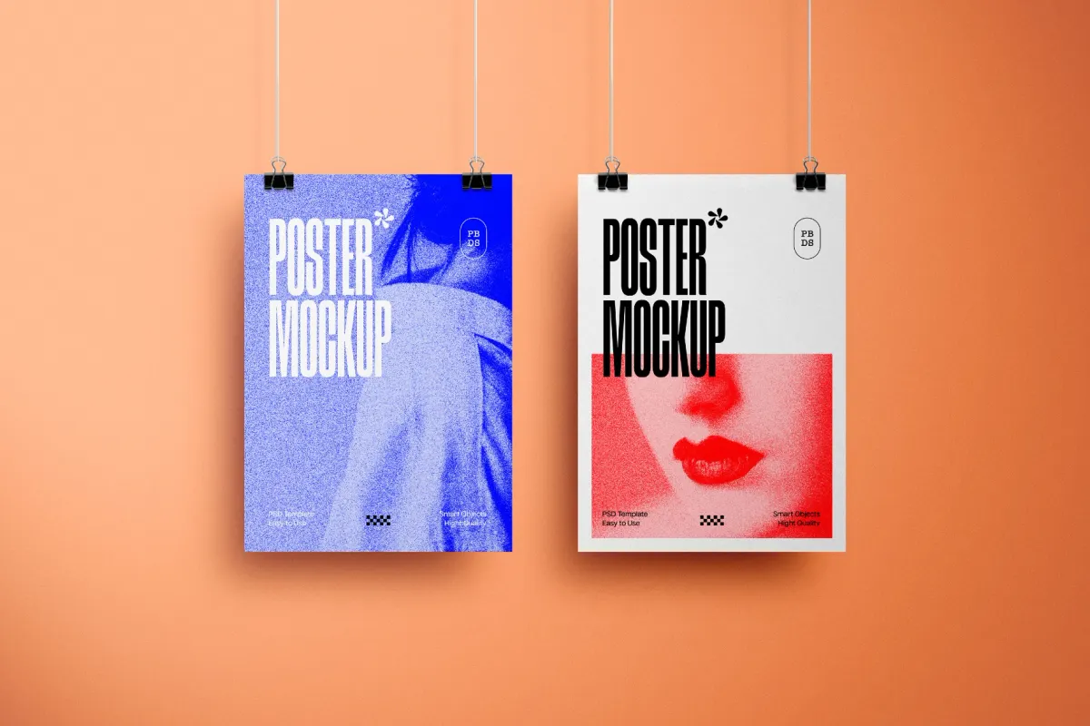 Minimal Posters Mockup with Clips