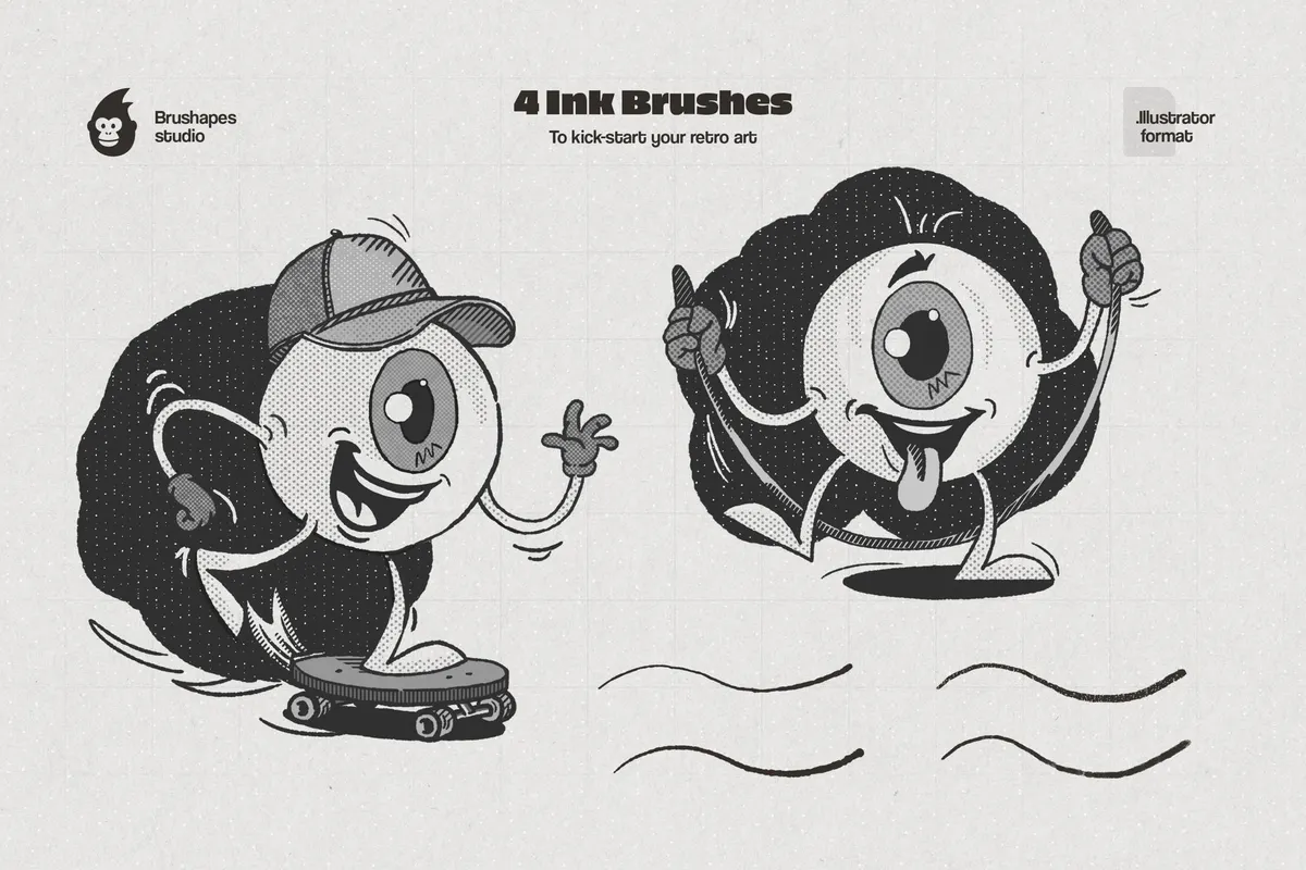 Retro Halftone Illustrator Brushes