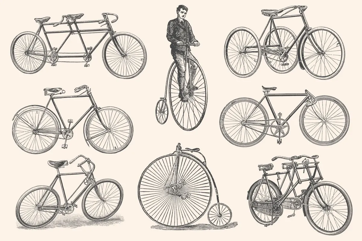 Bicycles Vintage Illustration Set