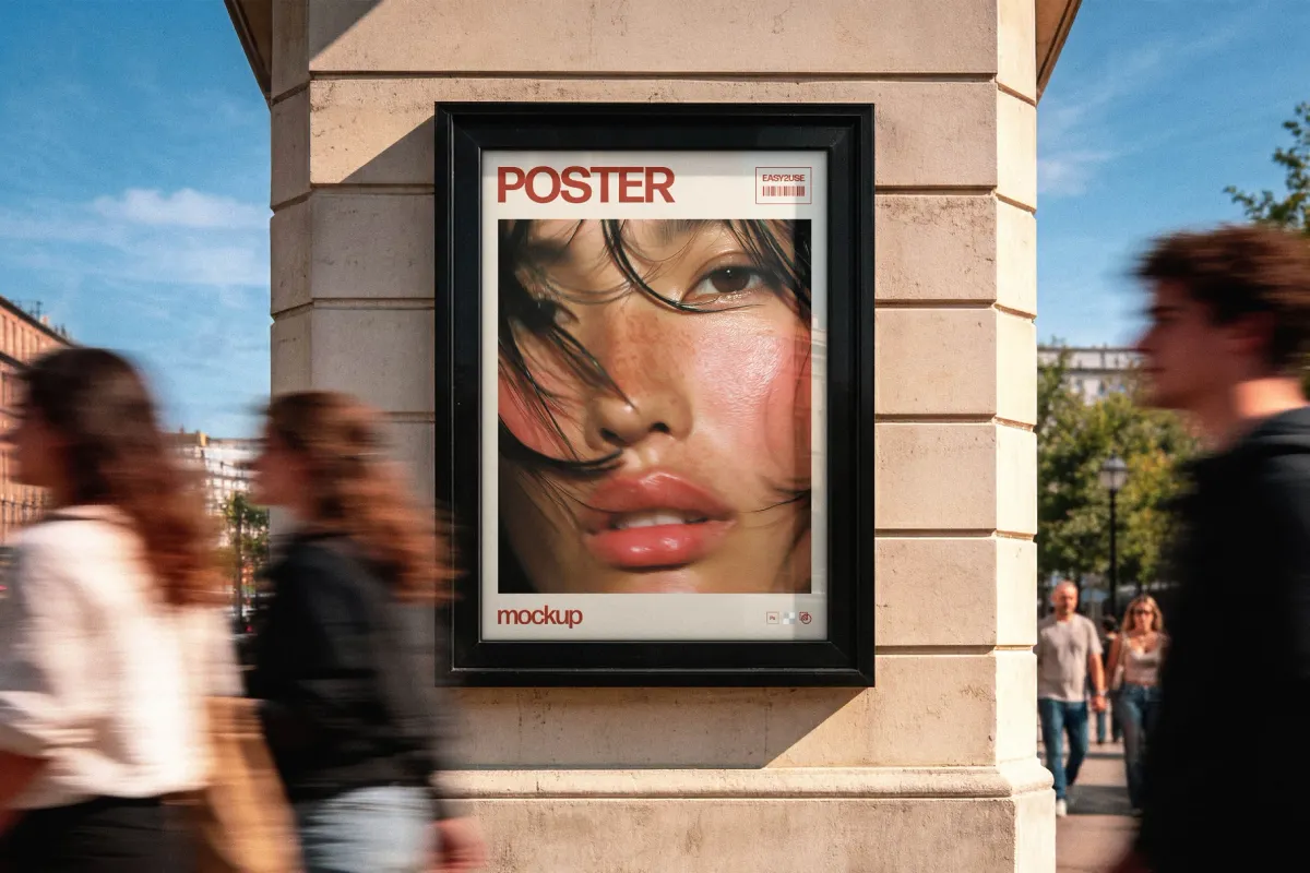 Framed Outdoor Poster Mockup