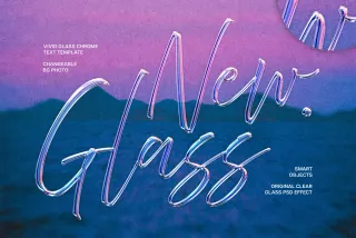 Clear Vivid Glass Chrome Text Effect
