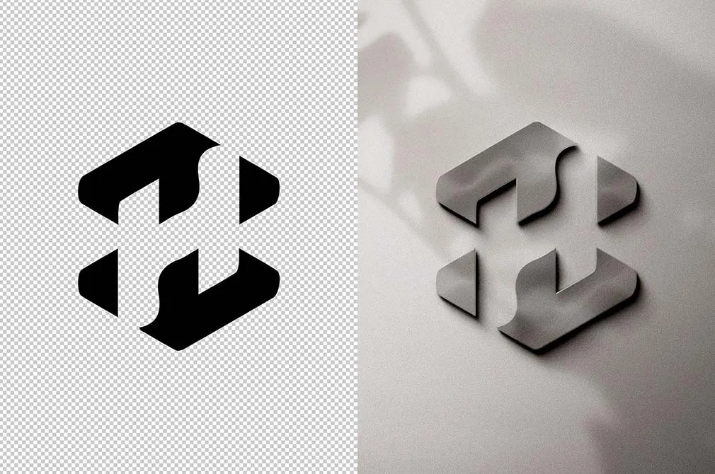 Sign Logo Mockup with Shadow Overlay