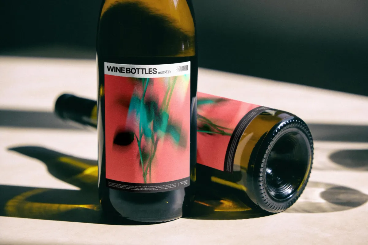 Wine Bottles Mockup on Marble