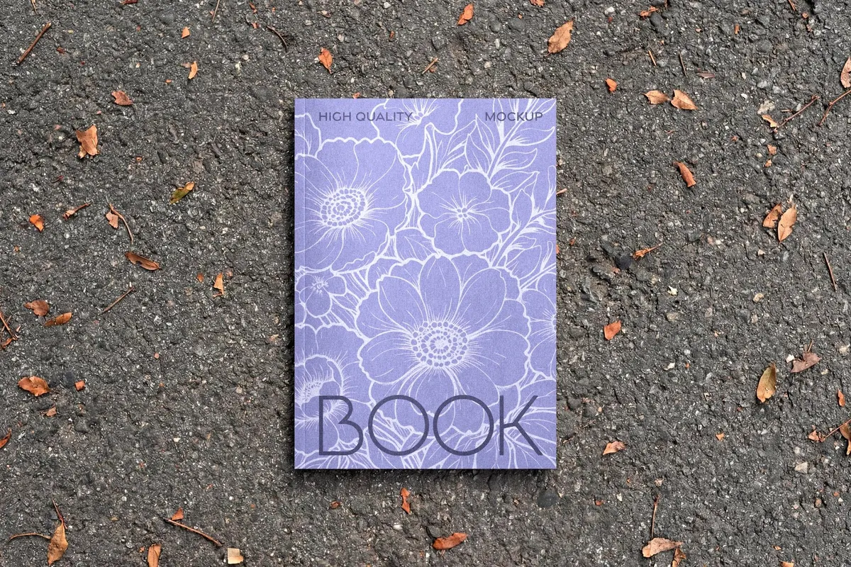 Hardcover Book Mockup on Asphalt Surface
