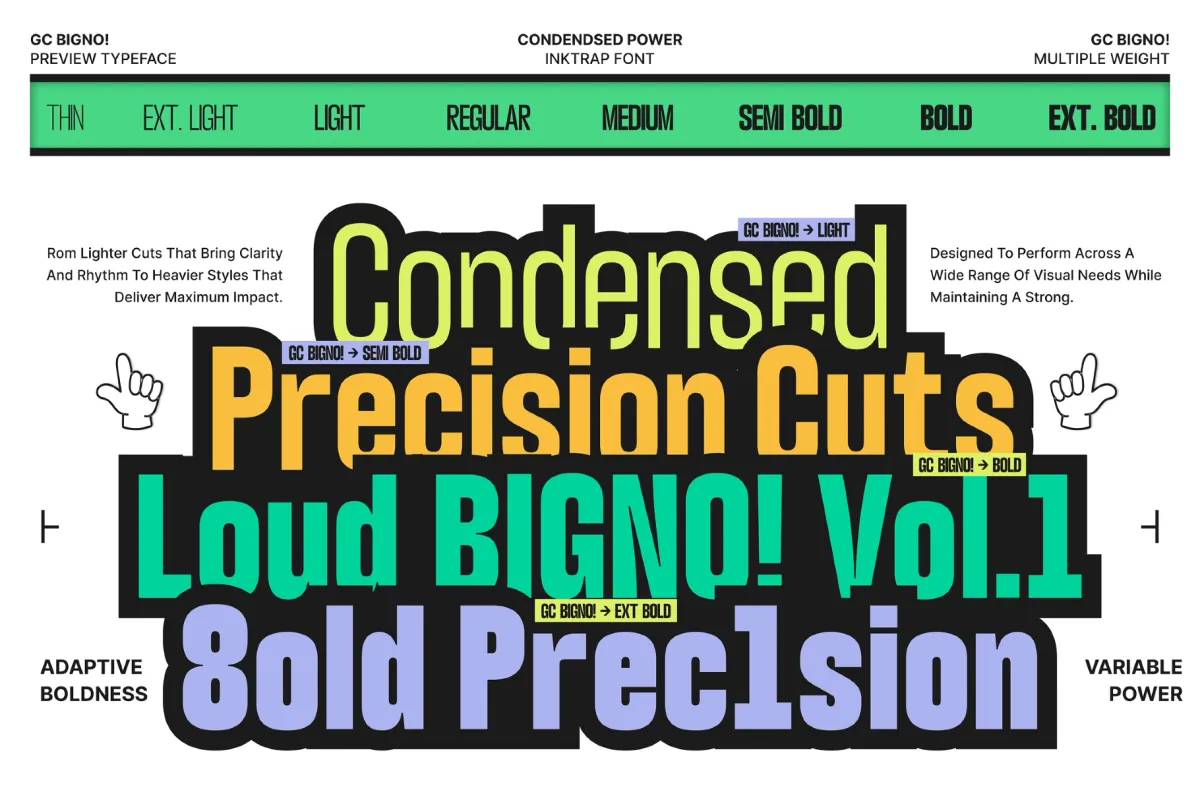 GC Bigno - Condensed Inktrap Grotesk Font