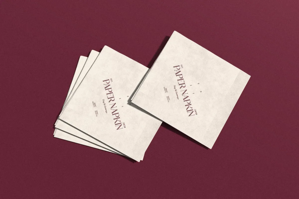Square Paper Napkin Mockup