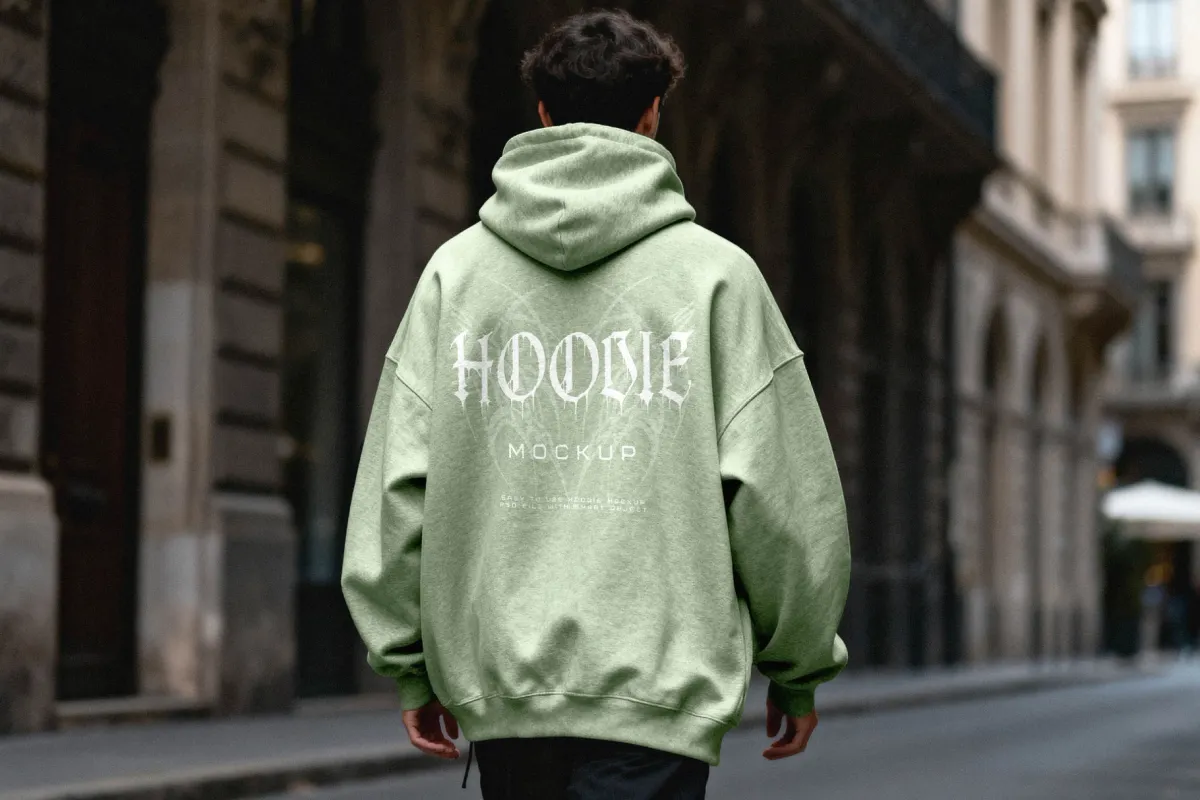 Street Hoodie Mockup Back View