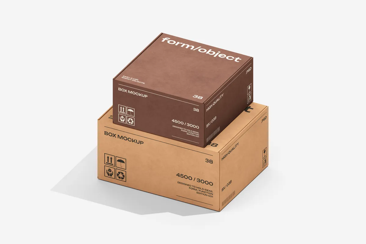 Two Delivery Mailer Boxes Mockup