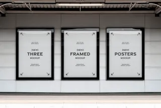 Triple Framed Poster Wall Mockup