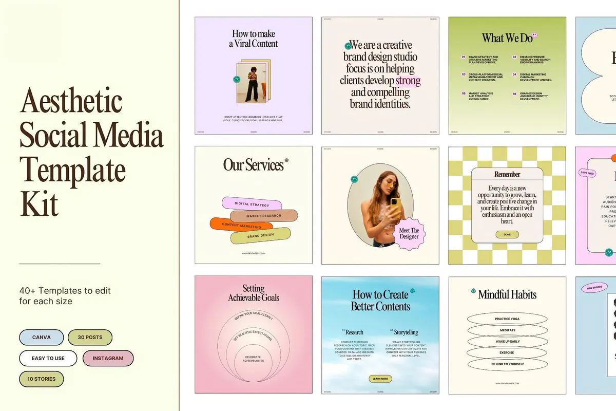 Aesthetic Social Media Template Kit