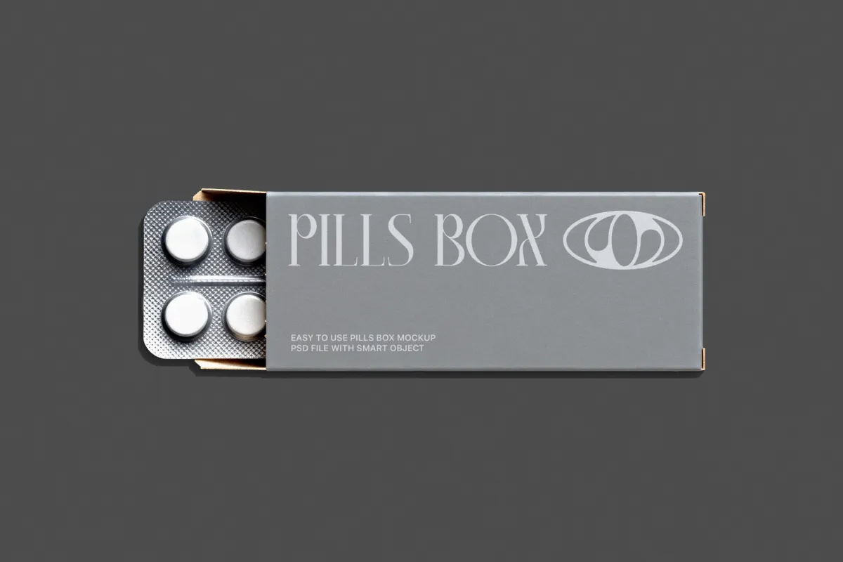 Medicine Box Mockup with Blister Pack