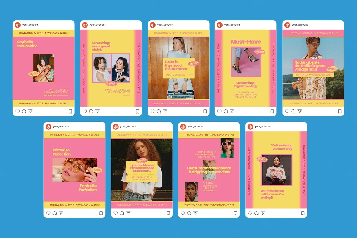 Retro Summer Fashion Instagram Template Pack