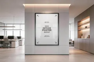 Office Poster Mockup in Lobby