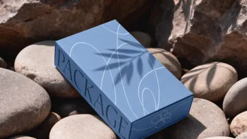 Rectangle Box Mockup on River Stones