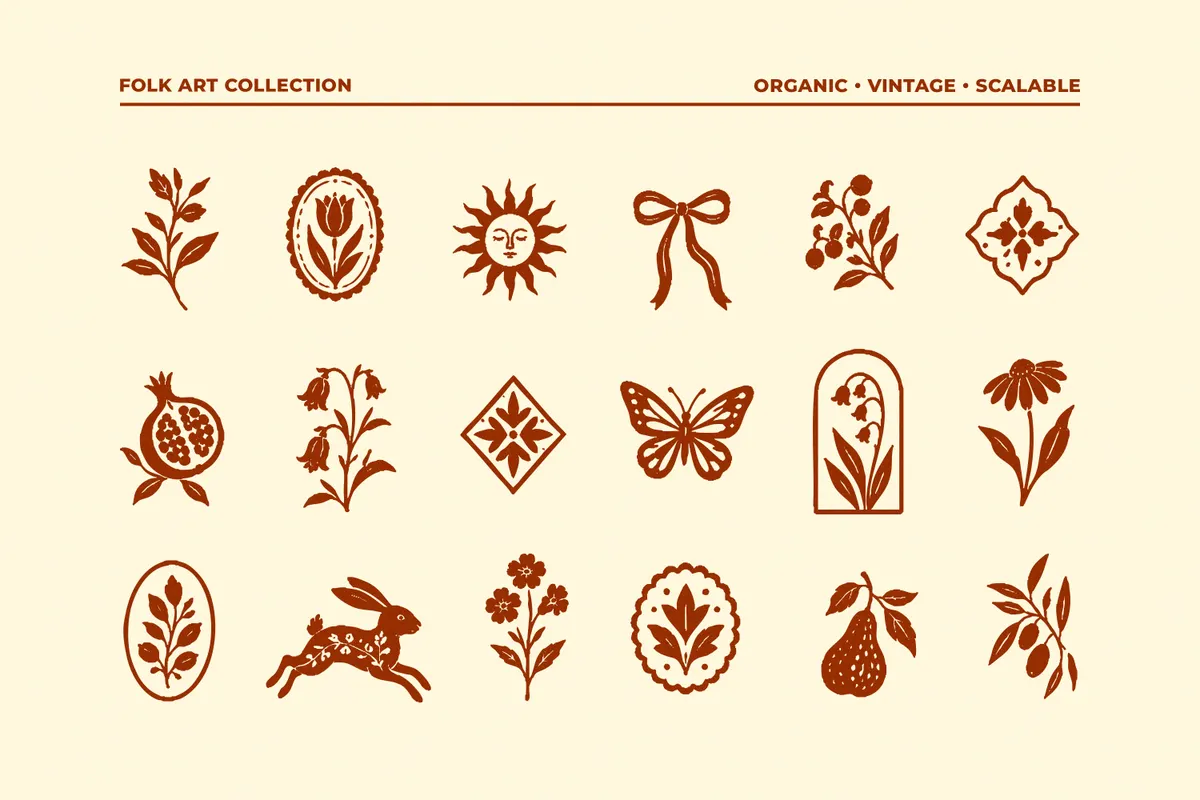 Vintage Folk Vector Elements