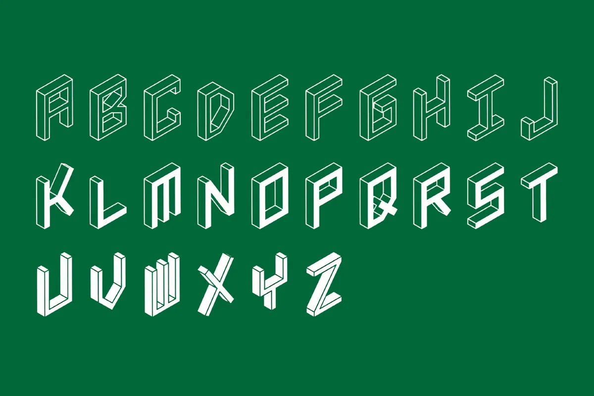 3D Isometric Font Family