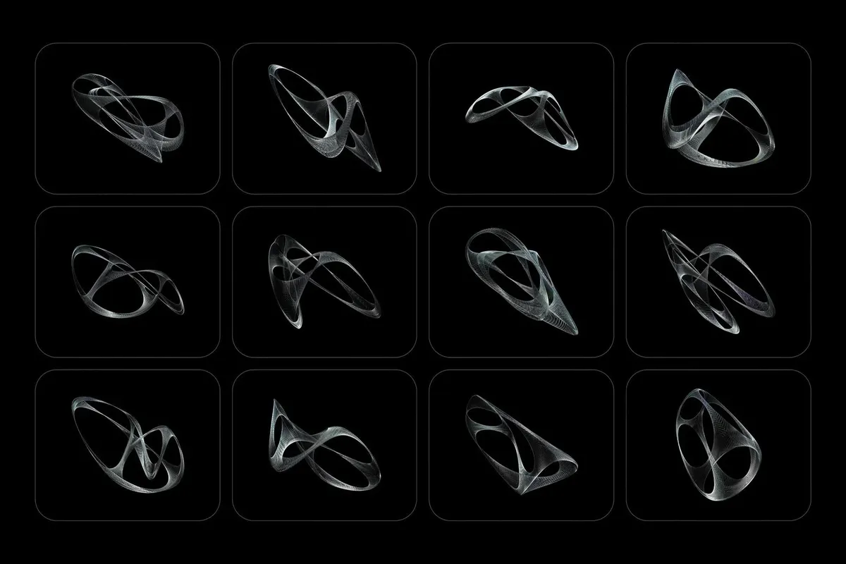3D Chrome Wireframes