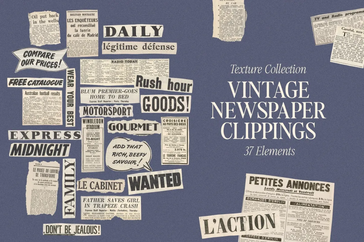 Vintage Newspaper Clippings Texture Pack