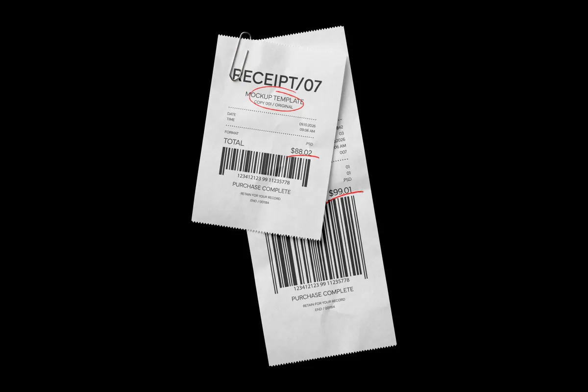 Receipts With Clip Mockup