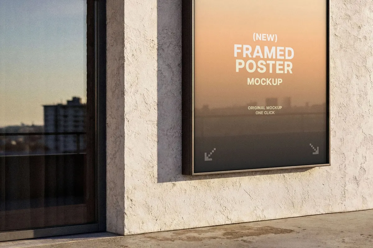 Outdoor Framed Poster Mockup