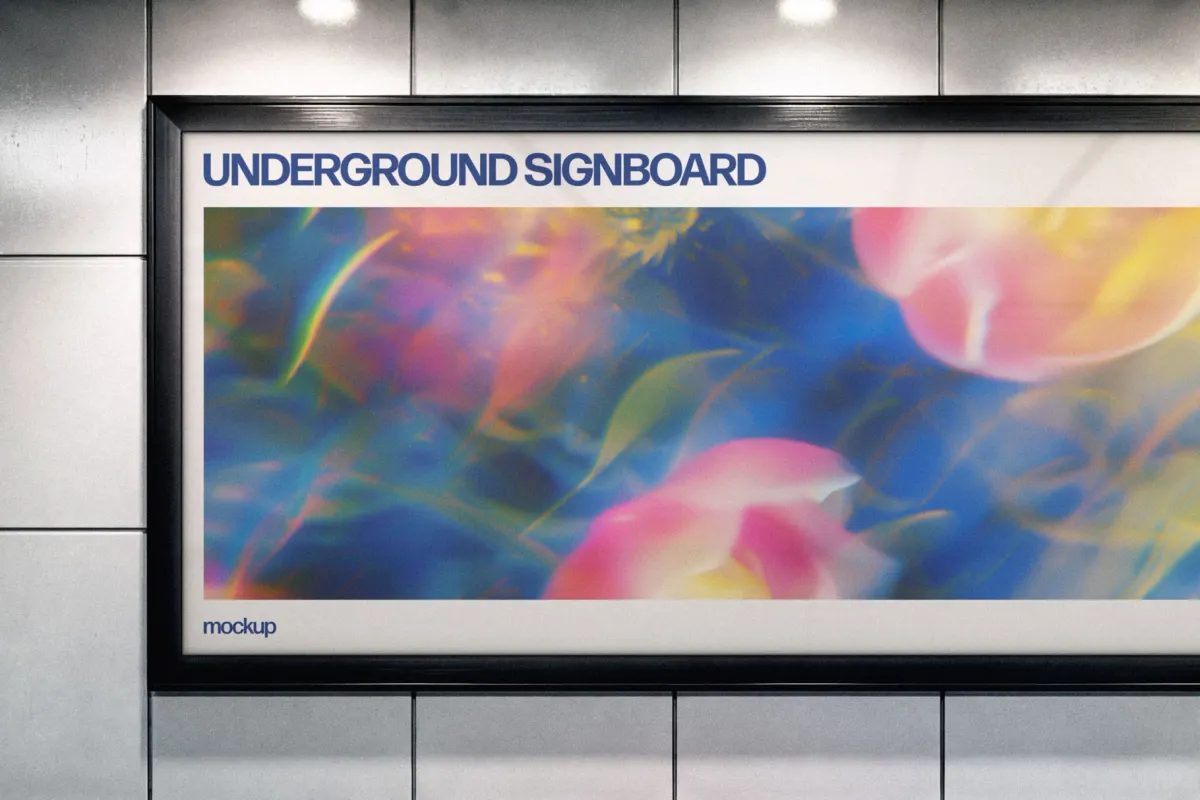 Wide Underground Signboard Mockup