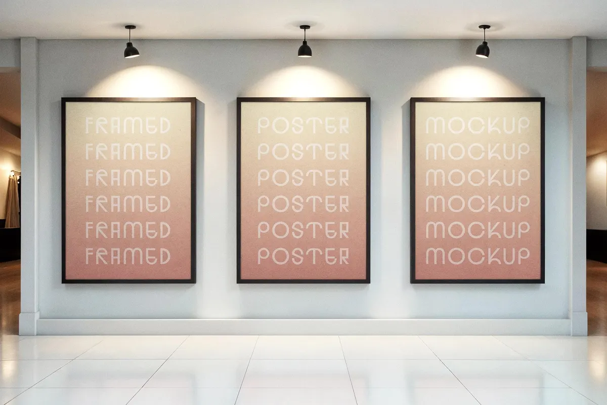 Gallery A4 Framed Posters Mockup