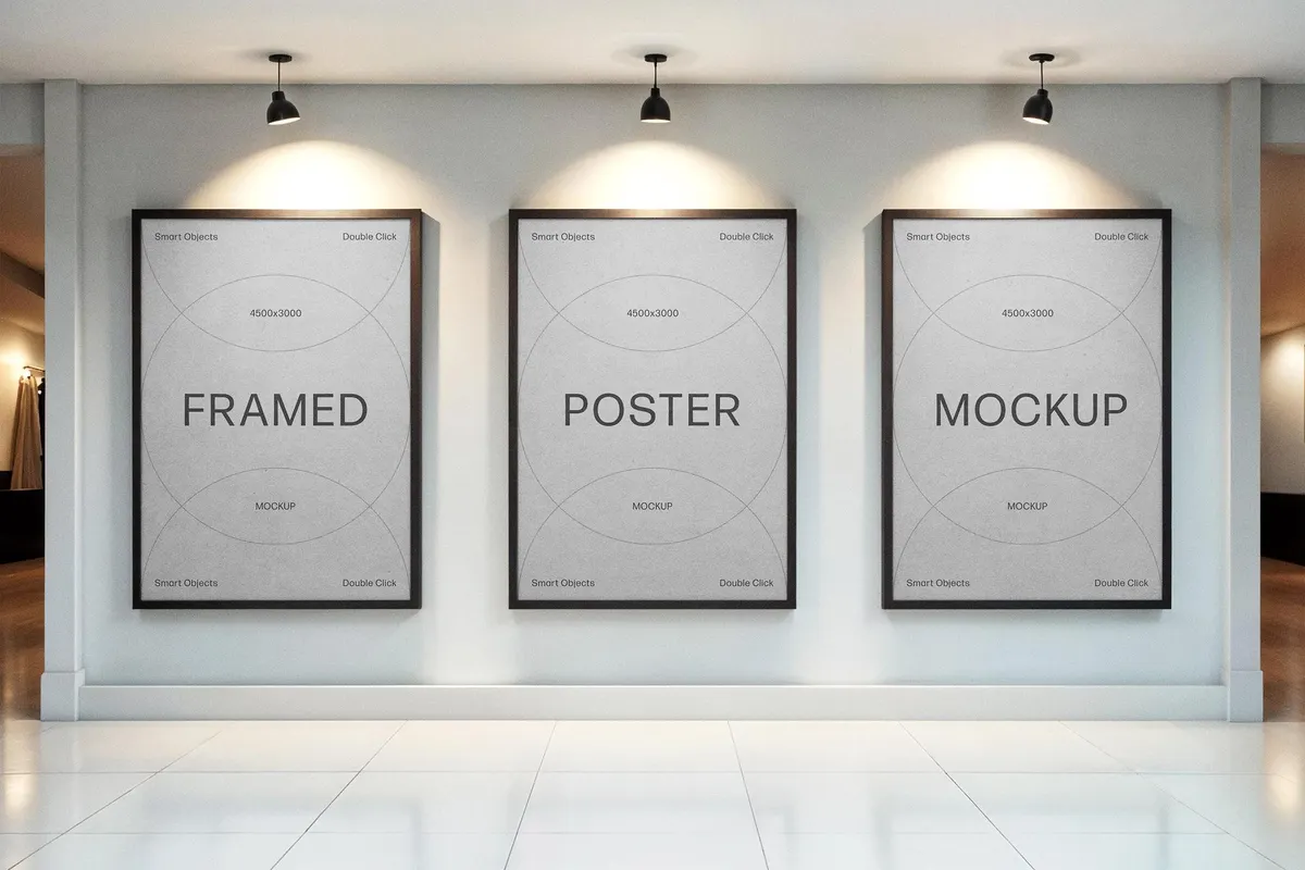 Gallery A4 Framed Posters Mockup