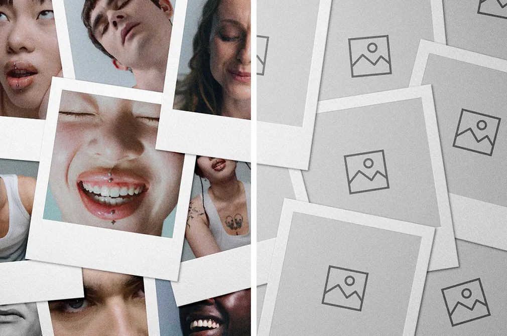 Scattered Polaroid Collage Mockup