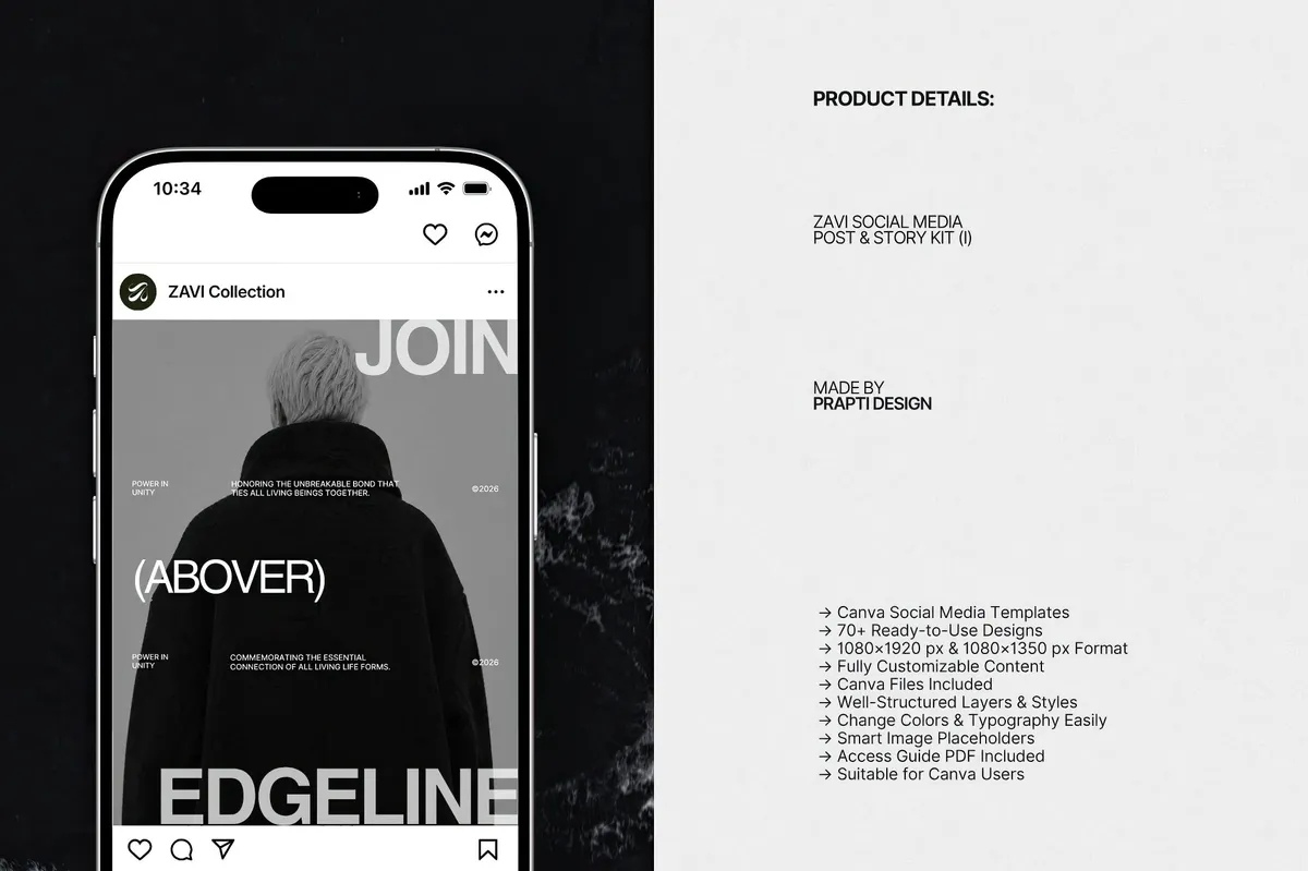 ZAVI Instagram Post & Story Templates for Canva Vol.1