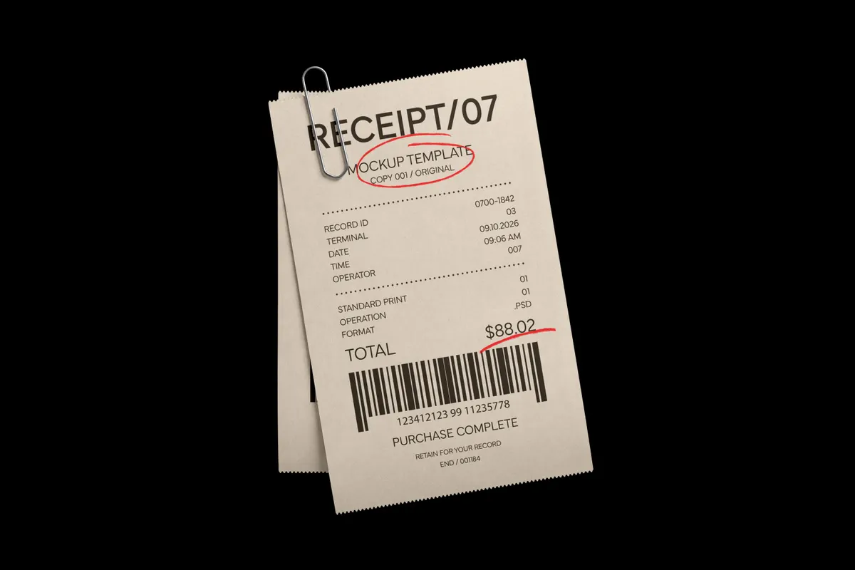 Paperclip Receipts Mockup