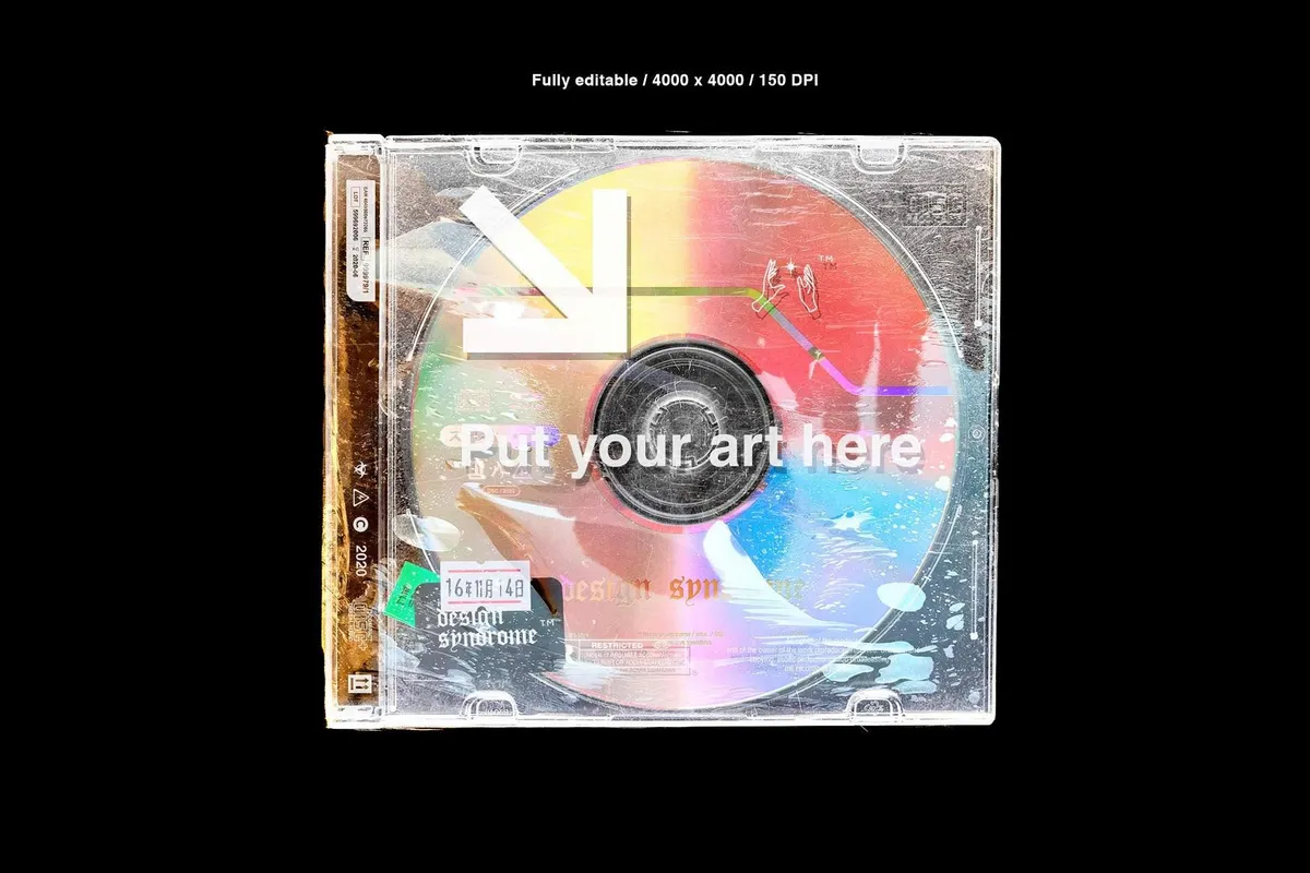 Distressed CD Cover Mockup