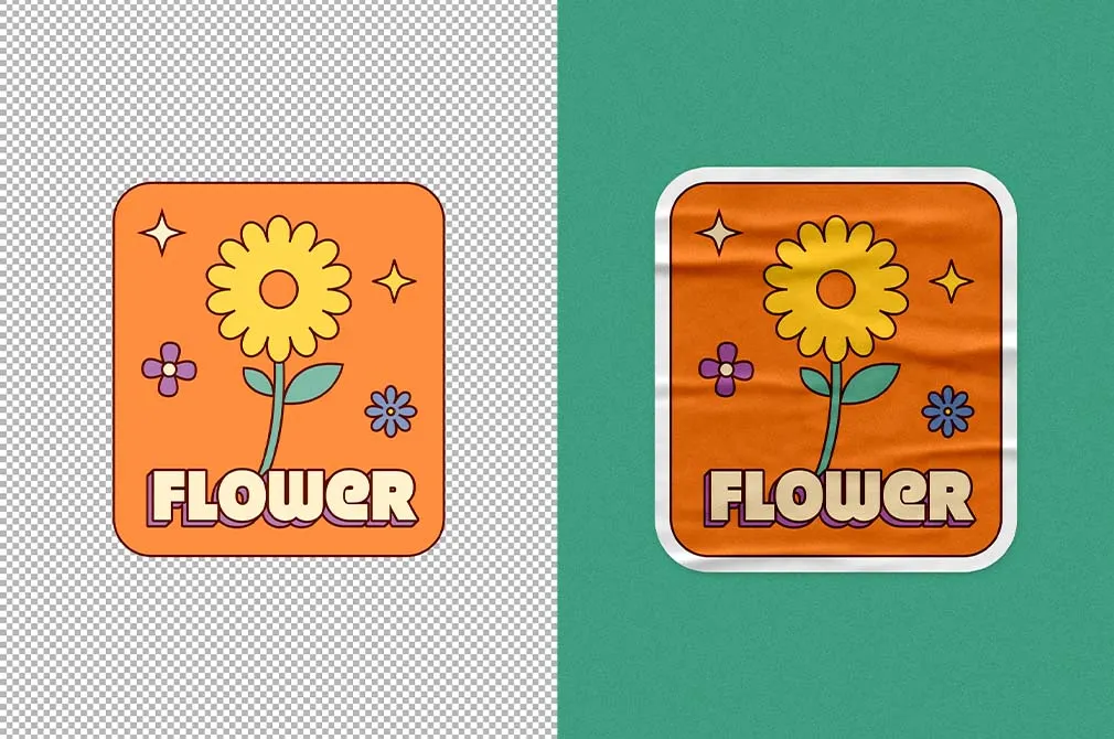 Wrinkled Glossy Sticker Mockup