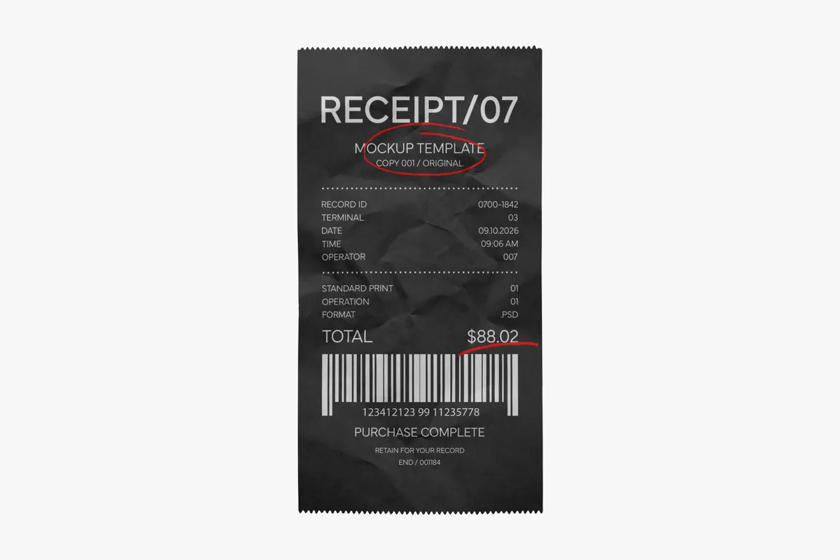 Crumpled Receipt Mockup