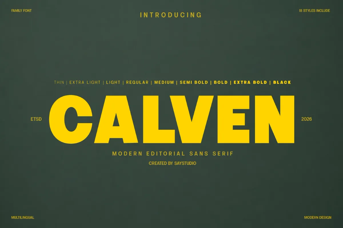 Calven - Geometric Sans Serif Font Family