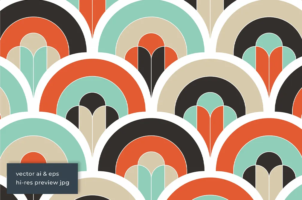 Retro Fish Scale Seamless Patterns