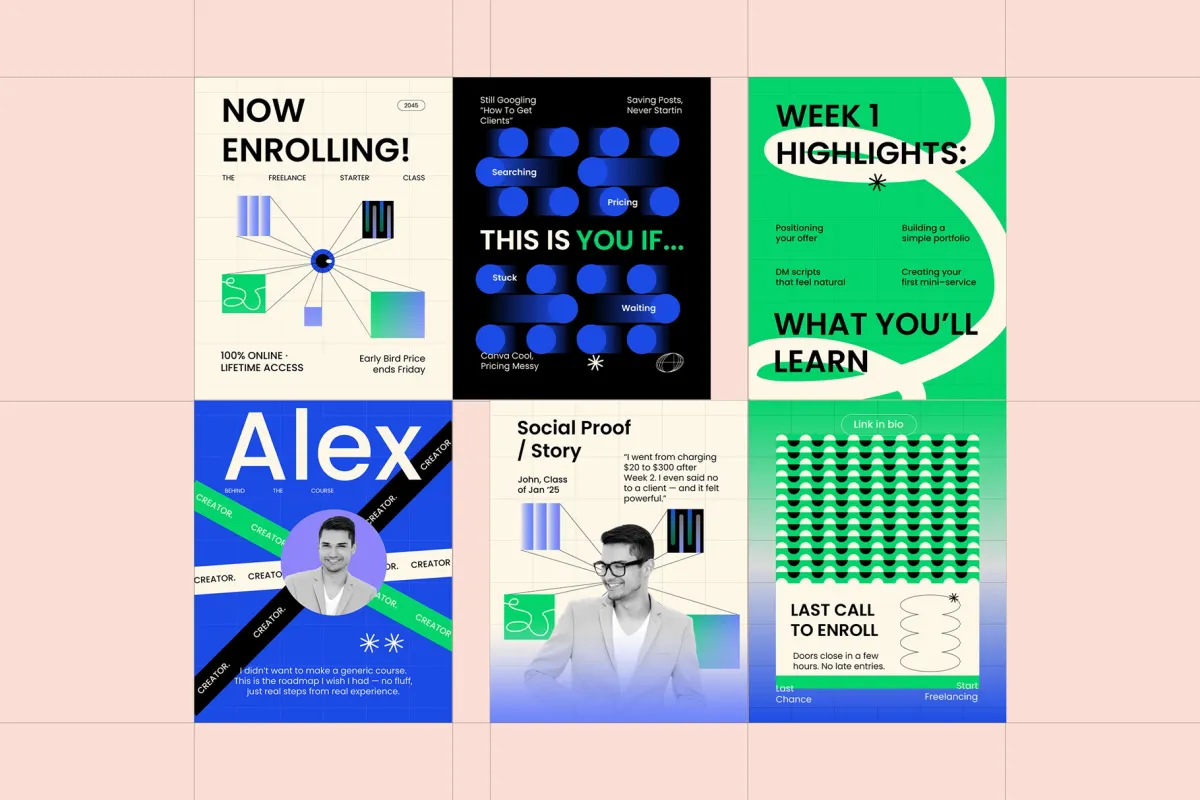 Ecourse Instagram Template Pack Affinity Template