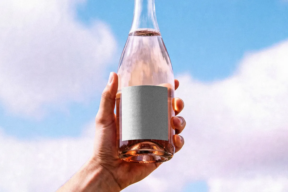 Rosé Wine Bottle Mockup