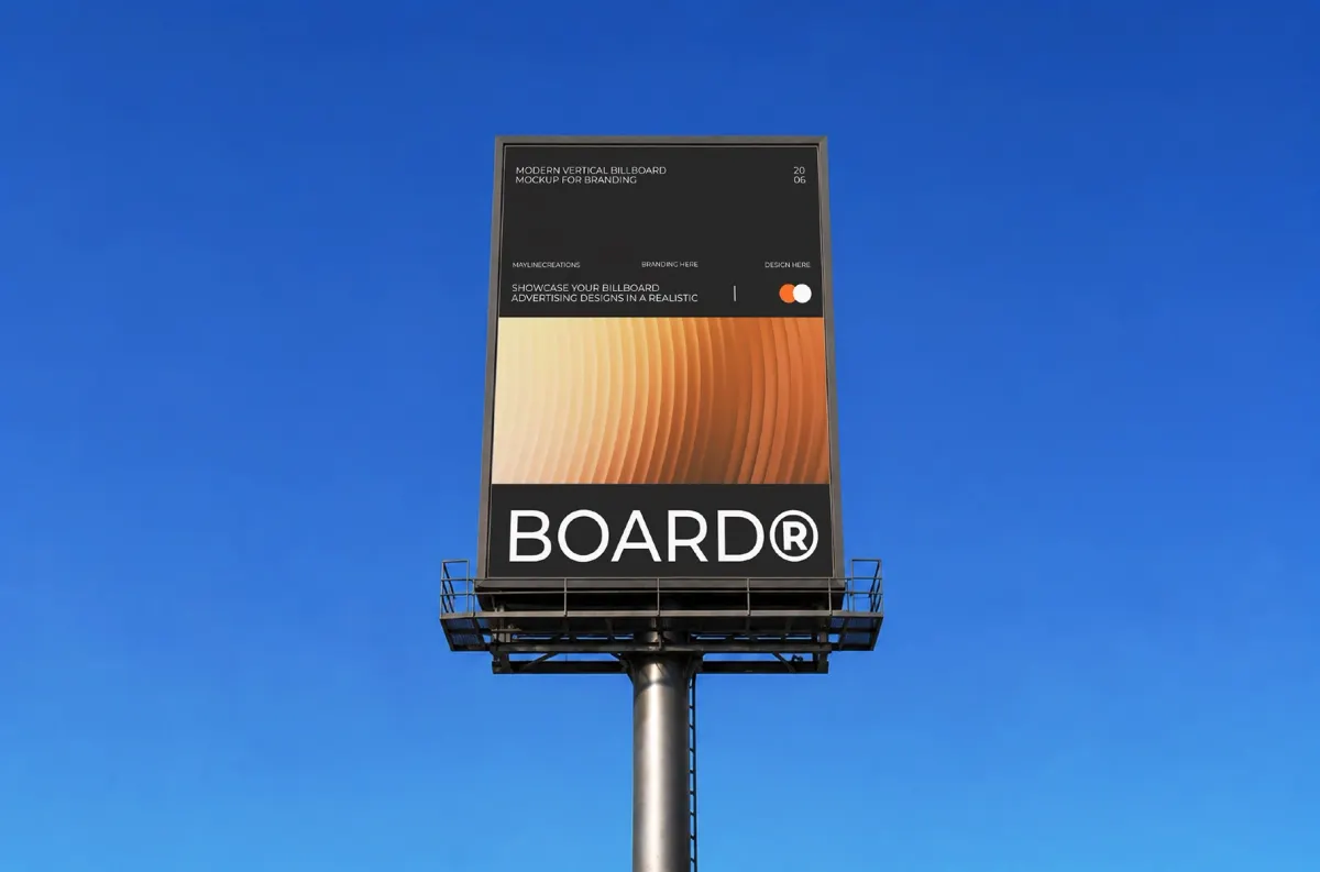 Outdoor Vertical Billboard Mockup